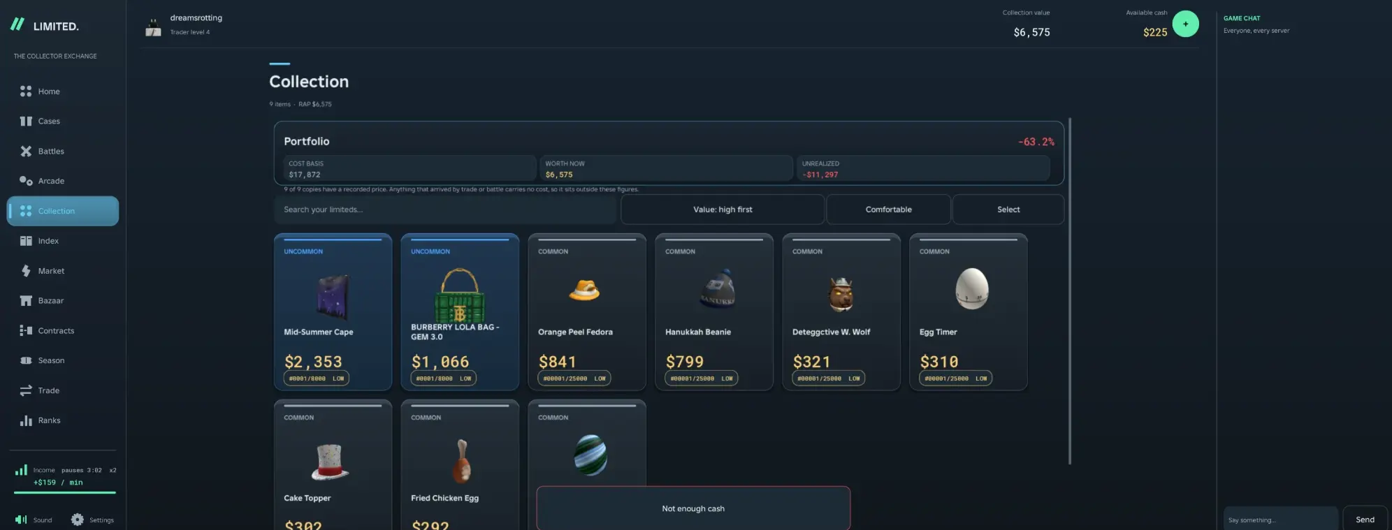 a collection of numbered limiteds with a portfolio summary
